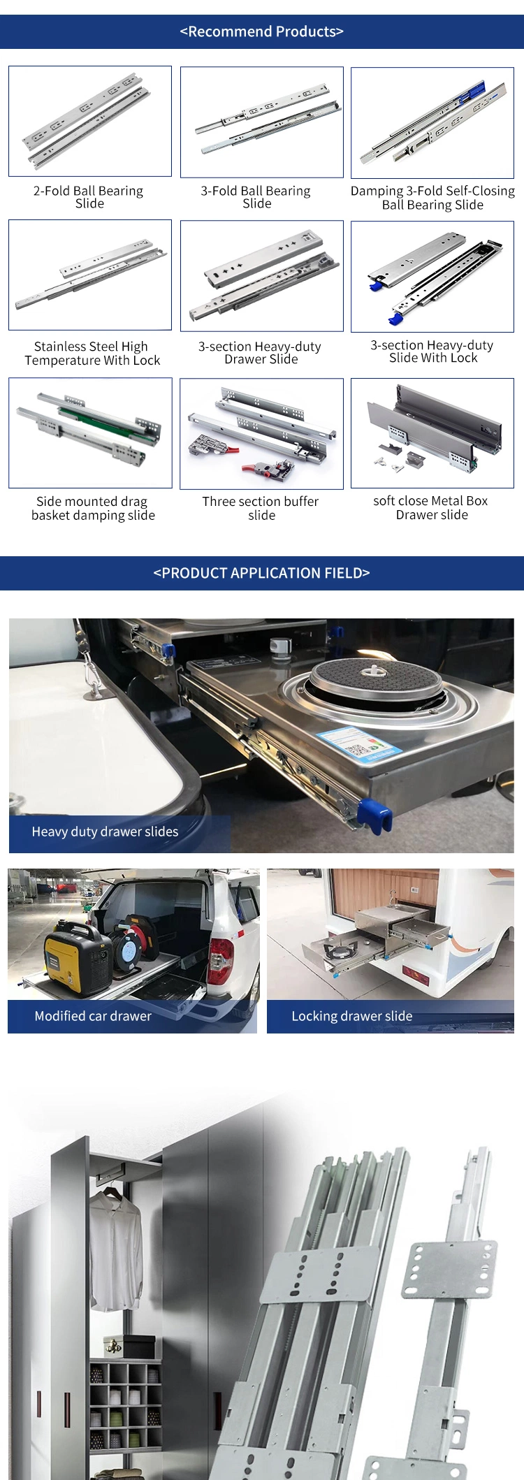 Soft Close Silence Damper Fully Extendable Concealed Undercounter Drawer Slides